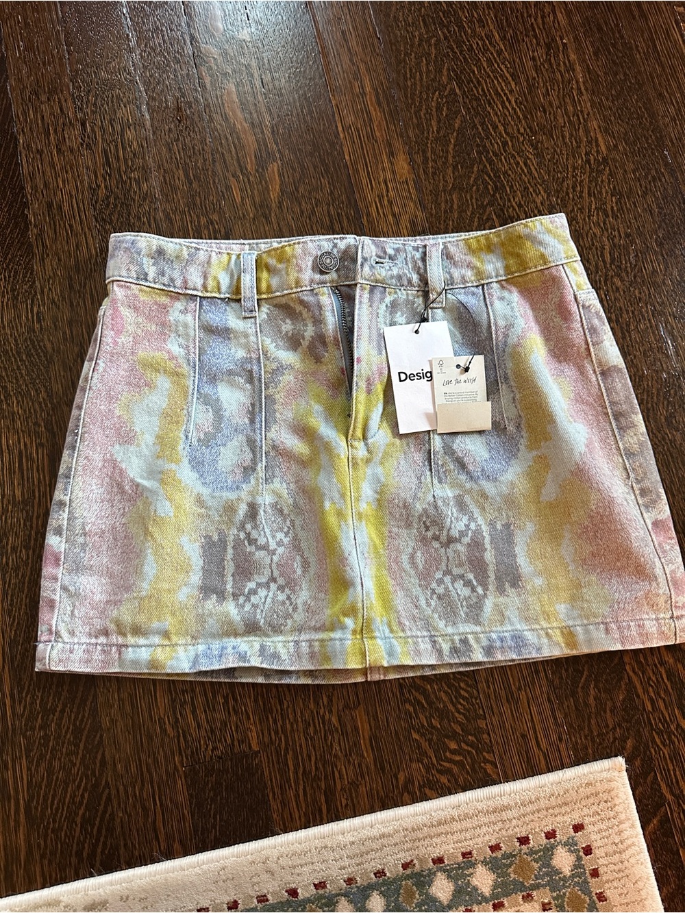 Desigual Pastel Tie-Dye Mini Skirt in Pink, Yellow & Blue
